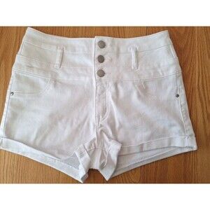 REFUGE Stretch Jean Shorts Women's size 2 White Stretch Cuffed Short-Shorts EC